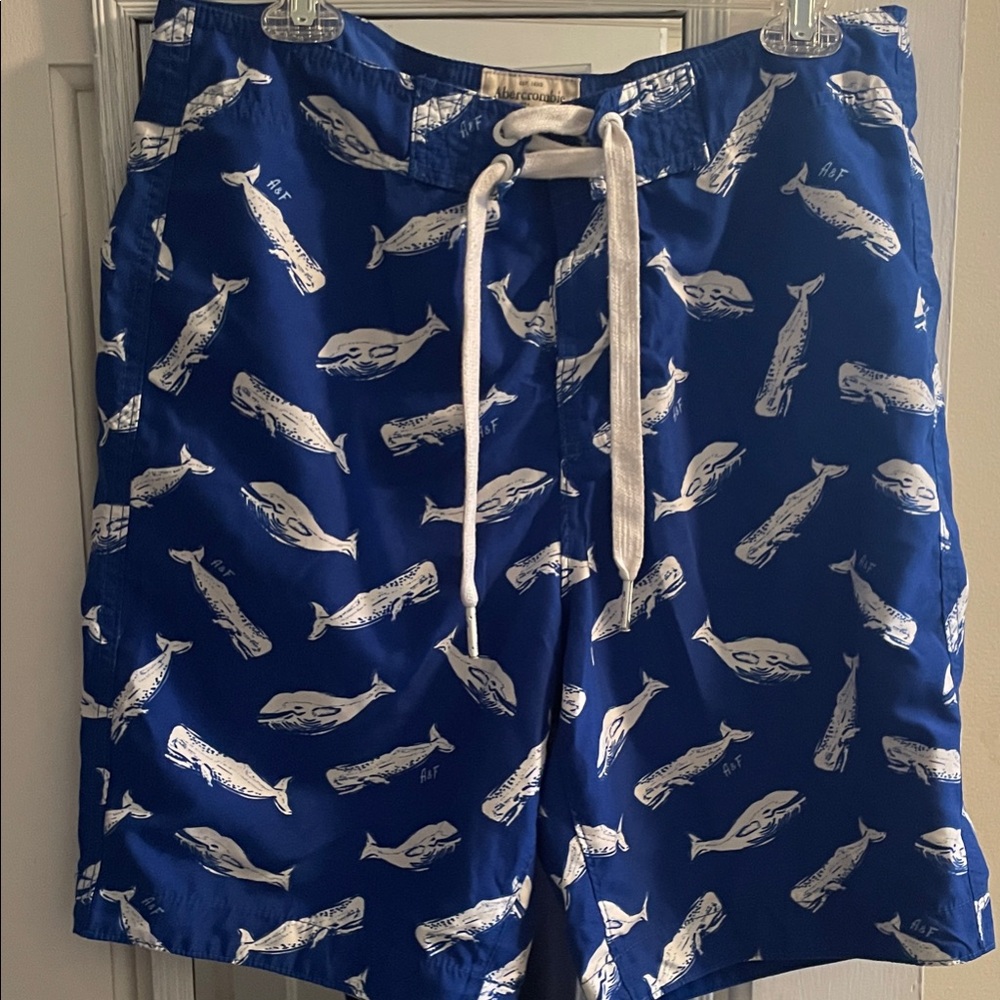 Abercrombie & Fitch Blue Whale Print Board Shorts